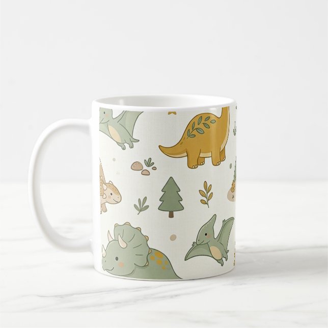 Söt Boho-dinosaurie-mönstrad kaffekopp (Vänster)