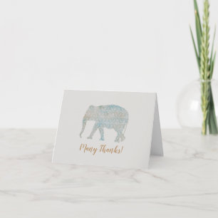 Söt Boho Elephant Tack Kort