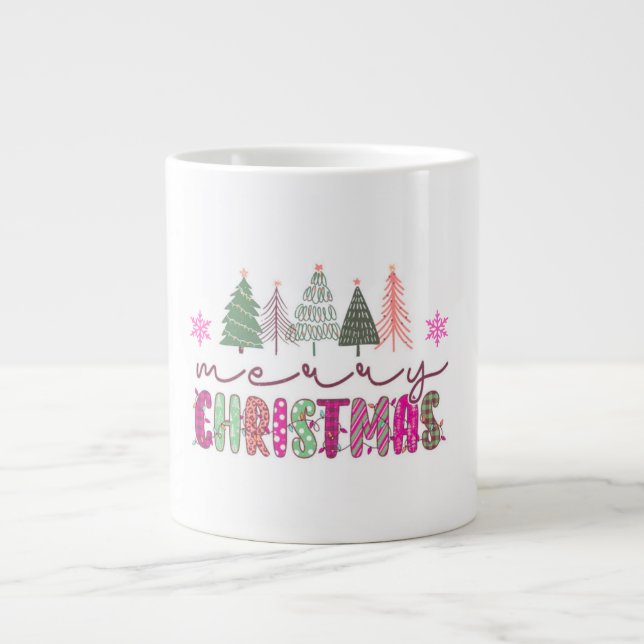 Söt Boho julgran sublimeringsdesign Jumbo Mugg (Framsidan)