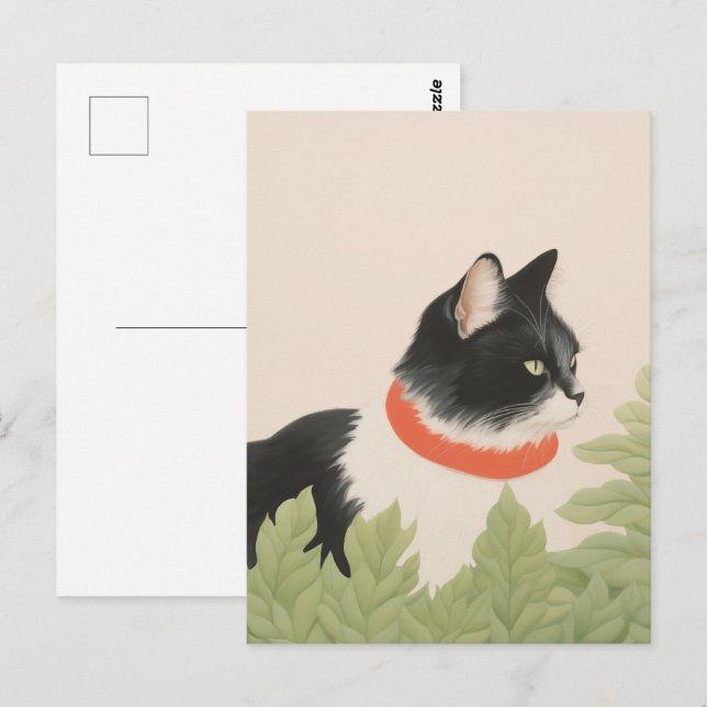 Söt Boho Katt Vykort (Fram/baksida)
