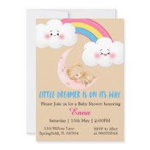 Söt Boho Liten Drömmare Baby Shower Inbjudan