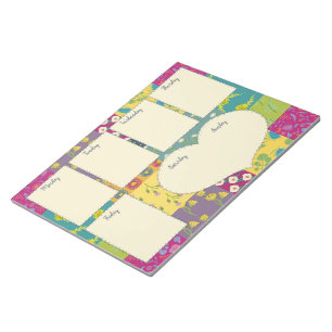Söt Boho Maximalist Quilt Weekly Planner Anteckningsblock