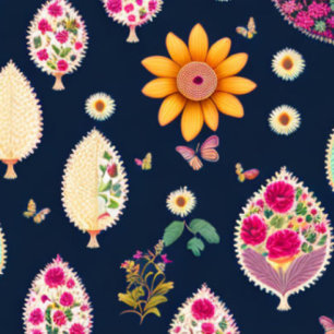 Söt boho modern elegant blomster retro stilren tygkasse