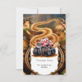 Söt Boho Monster Truck Födelsedag Tack Kort