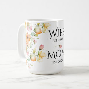 Söt Boho Orange Rosa vattenfärgsfru blommigt fru Kaffemugg