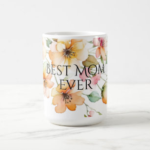 Söt Boho Orange Rosa Watercolor Wildblomme Mamma Kaffemugg