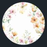 Söt Boho Orange Rosa Watercolor Wildblommor Runt Klistermärke<br><div class="desc">Romantisk söt boho-blommor. Perfekt för vår, sommar- eller fallhändelser. Vackra målarter för land, boho, trädgård och blommigt tillfälle. Om du vill börja ändra namn och händelseinformation klickar du på "Anpassa den här mallen" och redigerar ordalydelsen i mallrutorna. Om du vill komma åt det mer avancerade redigeringsprogrammet kan du rulla ned...</div>