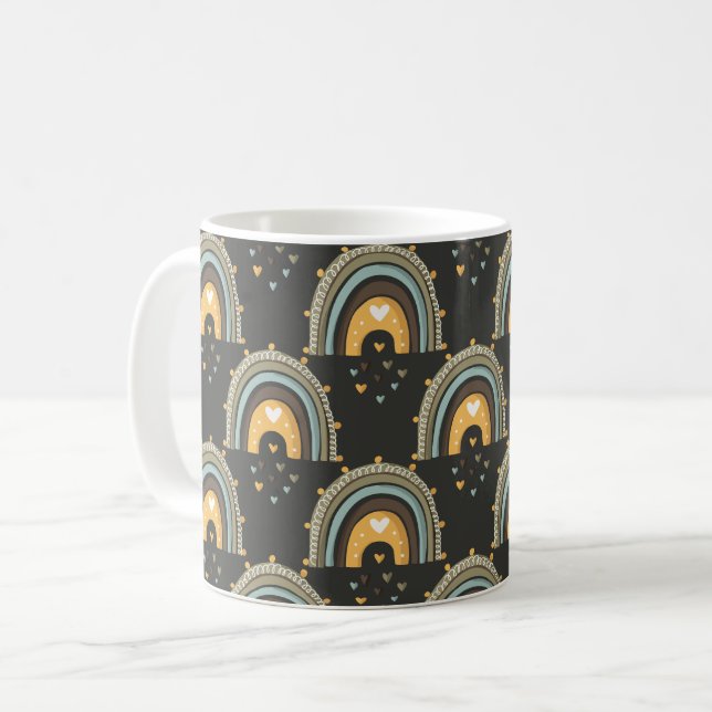 Söt Boho Rainbows Mönster Kaffemugg (Framsida vänster)