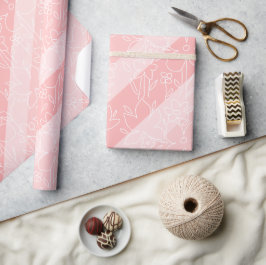 Söt Boho Rosa Blommig Regnbågsmönster Presentpapper