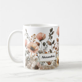 Söt Boho Rosa Wildblommor Kaffemugg