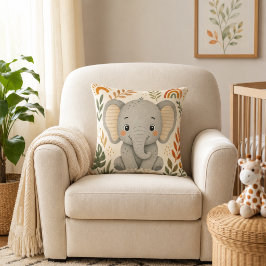Söt Boho Safari Elefant Barnkammare Kudde