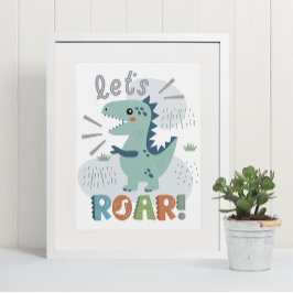 Söt Boho T-Rex Dinosaurie Barnrum Nurseries Dekora Poster