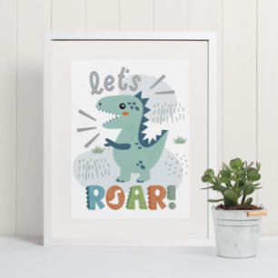 Söt Boho T-Rex Dinosaurie Barnrum Nurseries Dekora Poster