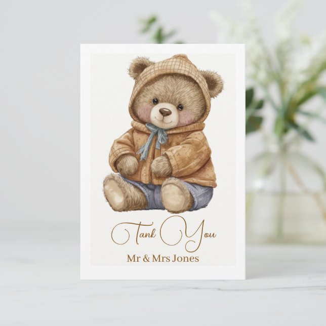 Söt Boho Teddybjörn Bebisdopp Tackkort Tack Kort (Stående Fram)