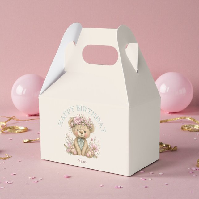Söt Boho Teddybjörn Födelsedagsfest Presentaskar (Skapare uppladdad)