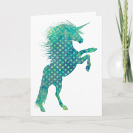 Söt Boho Unicorn i Shades of Blue,Mors dag Kort