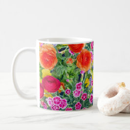 Söt boho vår blommigt, färgat kaffe mugg