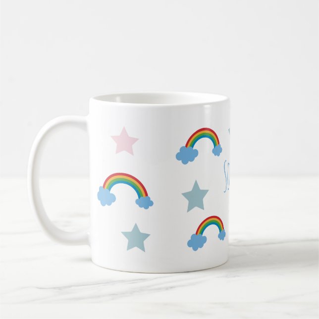 Söt Boho Whimsical Regnbågsflickor  Kaffemugg (Vänster)