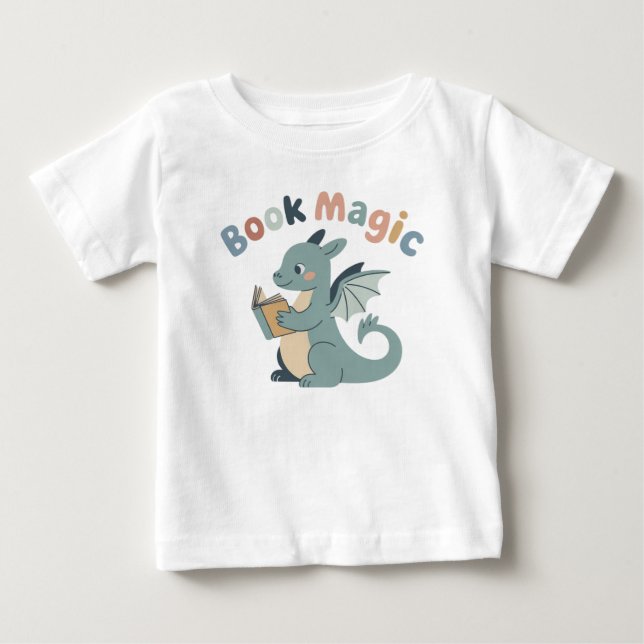 Söt bok magisk läsande drakbaby t-shirt (Framsida)
