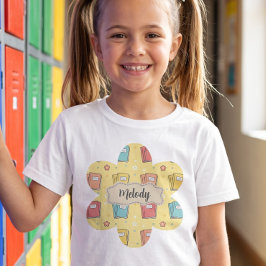 Söt bok-mönster för tillbaka till skolan t shirt