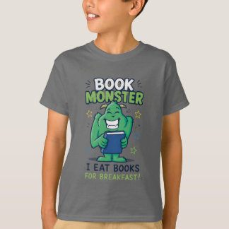 Söt bok monster läsning t-shirt för barn - baksida