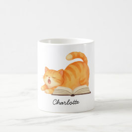 Söt bokälskande kattälskare anpassad kaffemugg