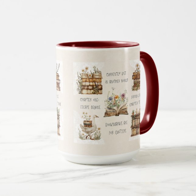 Söt bokälskare citat omslag mugg (Framsida höger)