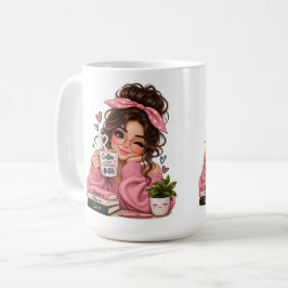 Söt bokälskare kaffemugg, mysig läsgummug kaffemugg