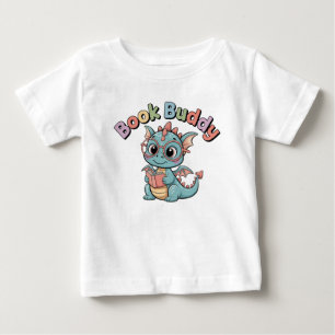 Söt bokkompis läser drakebaby t-shirt