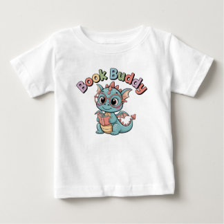 Söt bokkompis läser drakebaby t-shirt