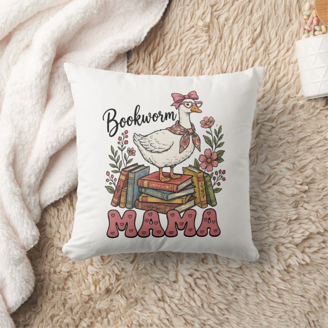 Söt bokorm Mama text konst  Kudde (Filt)