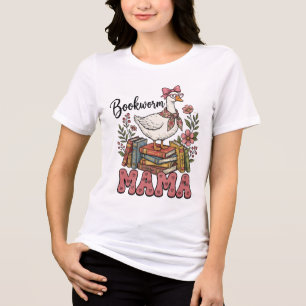 Söt bokorm Mama textkonst T Shirt