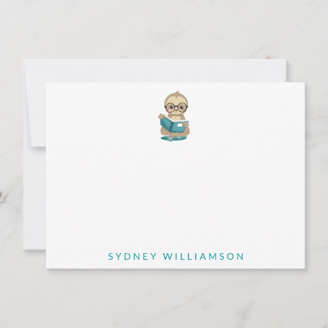 Söt bokorm trädlös läsande böcker Personlig  Anteckningskort (Framsida)