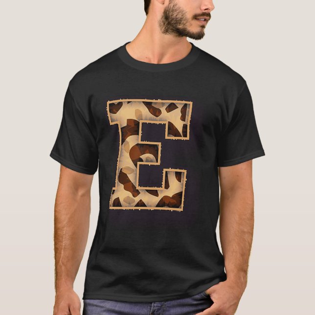 Söt bokstav E Initialt namn Leopard Gepard Djur  T Shirt (Framsida)