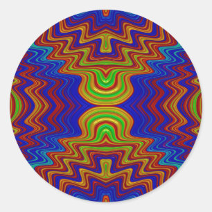 ~ Söt Bold Mulitcolor Fractal ~ Runt Klistermärke