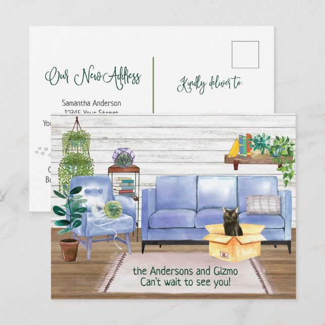 Söt Bombay Mysig Ny Hemadress Meddelande Vykort (Fram/baksida)