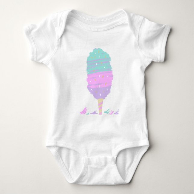 Söt Bomullssocker Pastell Handritad T Shirt (Framsida)