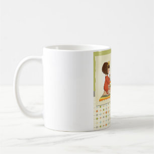 Söt Bönande Flicka Tack Gud Kaffemugg