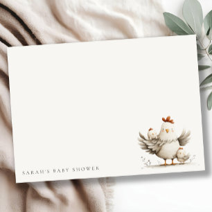 Söt bondemor och babykyckling blomster baby shower anteckningskort