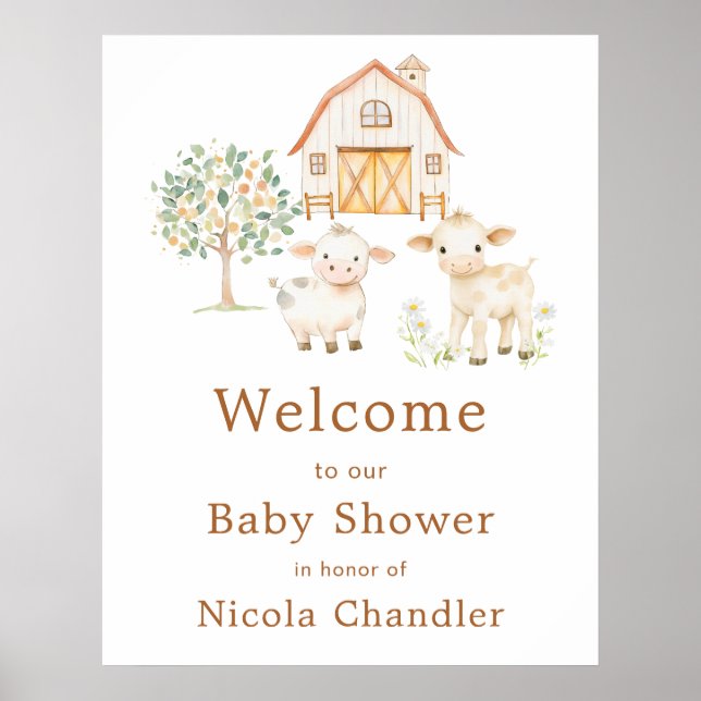 Söt bondgårds baby shower-välkomstskylt poster (Framsidan)