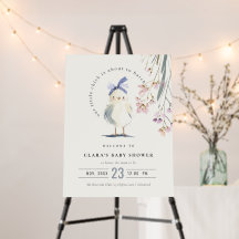 Söt bondgårdskyckling Blommig Baby Shower Välkomme