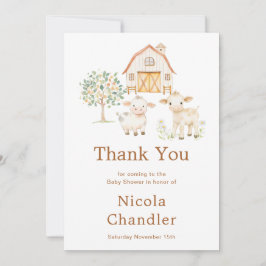 Söt bondgårdsladugård baby shower tack kort