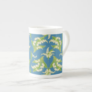Söt Bone China Mugg: Lilies of the Valley, Blue Benporslin Mugg