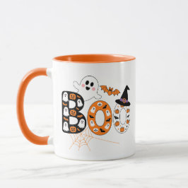 Söt BOO-bokstavsghost och pumpa Halloween Mugg