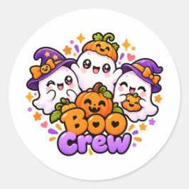 Söt Boo Crew Spöken Halloween-dekal Runt Klistermärke