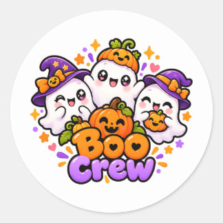 Söt Boo Crew Spöken Halloween-dekal Runt Klistermärke