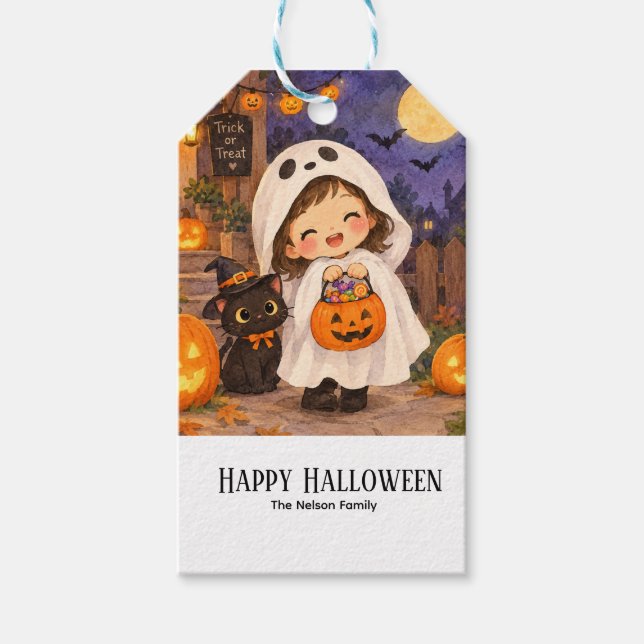 Söt Boo halloween Presentetikett (Framsidan)