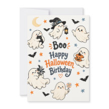Söt Boo Halloween-spöke Födelsedags kort