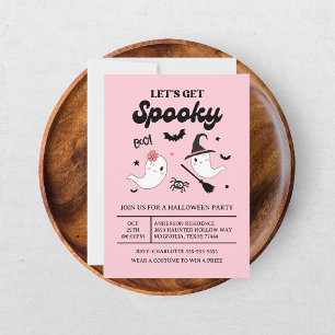 Söt Boo Kuslig Spök Halloween Rosa Flicka Inbjudningar