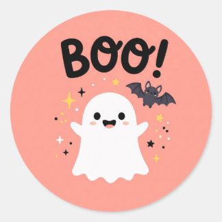Söt Boo-spök Halloween-rund dekal Runt Klistermärke